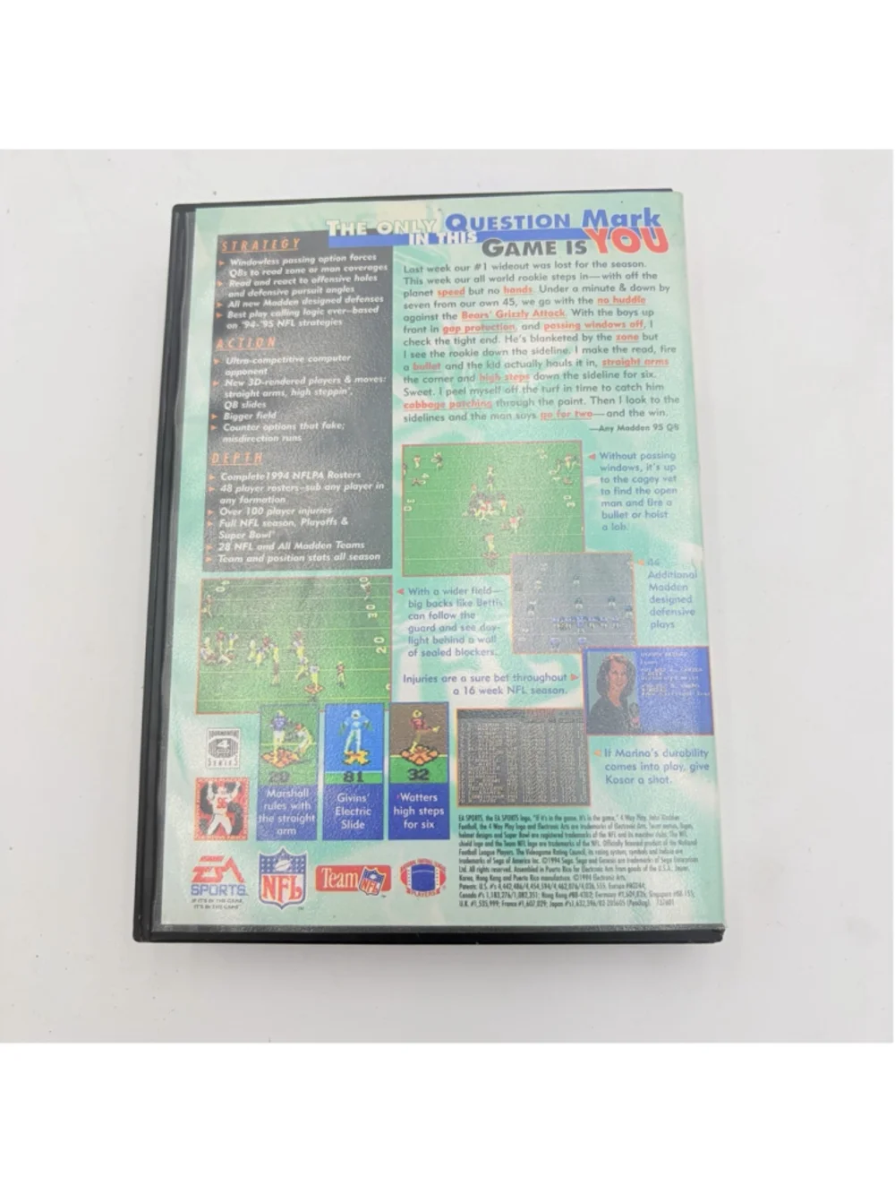 Madden NFL '95 (Sega Genesis, 1994) Complete in box | Tested With Team Book